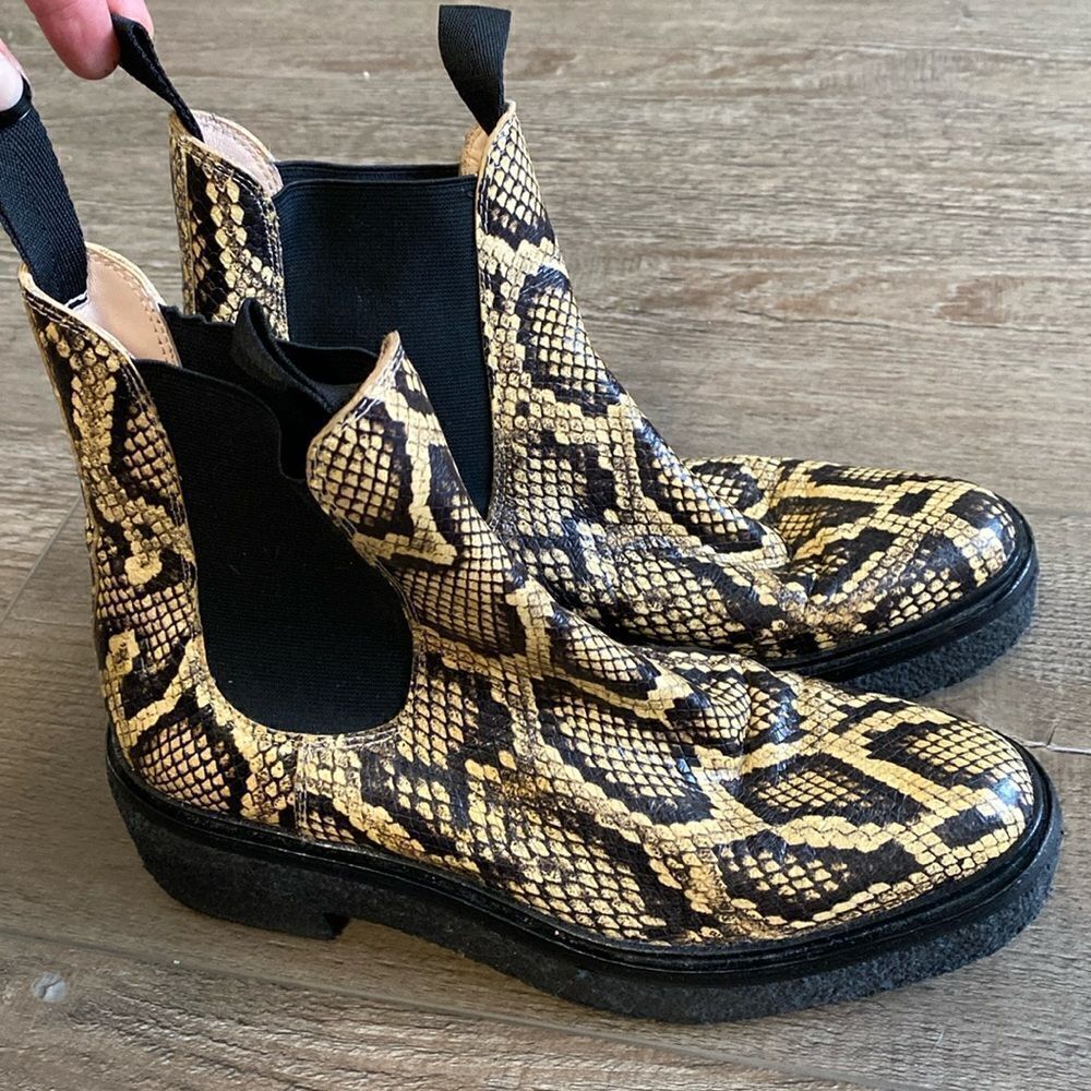 Loeffler Randall Raquel Ankle Boot Snakeskin Print Leather in Sahara Crepe Sole